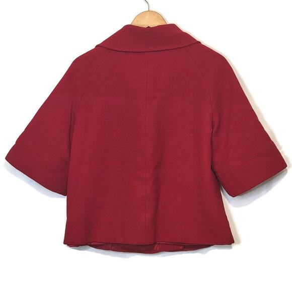 Lafayette 148 New York Red Swing Coat Virgin Wool 3/4 Sleeve Short Size 12 - Picture 7 of 16